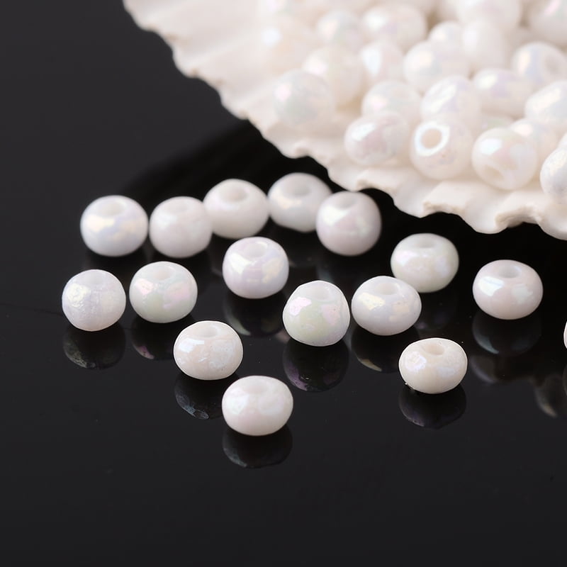 FGB 8/0 Grade A Round Glass Seed Beads Opaque Colours Rainbow White 3x2mm Hole: 1mm about 13000pcs/pound