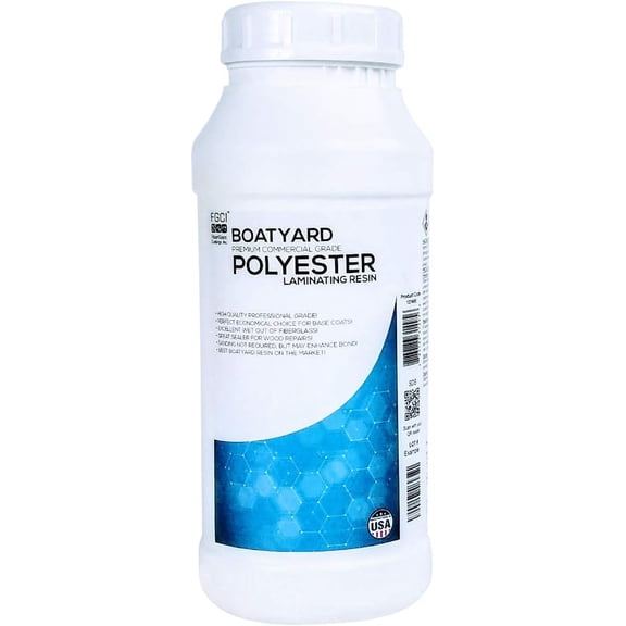 FGCI Boatyard Polyester Laminating Resin 1 Quart Kit with MEKP Hardener, Fiberglass Resin for Boat Repair and Small Layup Projects, Made in the USA