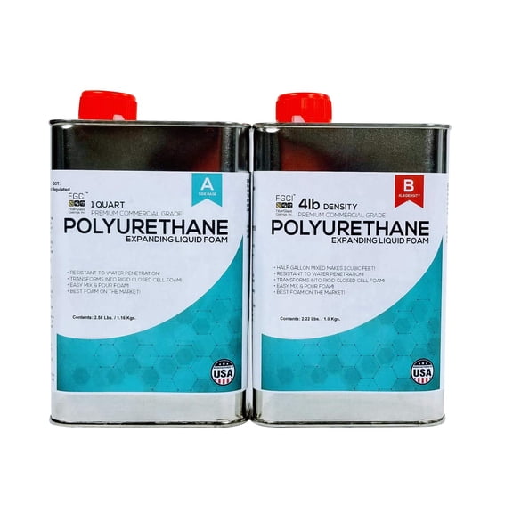 FGCI Polyurethane Expanding Liquid Foam 1/2 Gallon Kit, 4 Lb Density 2 Part Marine Foam, Made in the USA