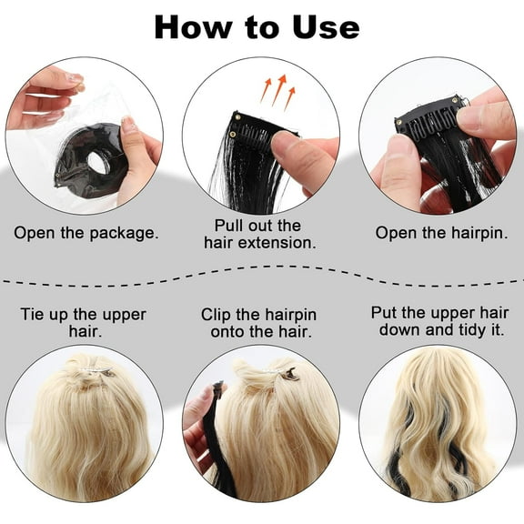 FGERFE-10 PCS Black Curly Wavy Clip-in Synthetic Hair Extensions, Rainbow Neon Party Highlights, Colorful Hair Accessories for Kids, Girls, Women, 17 Inch