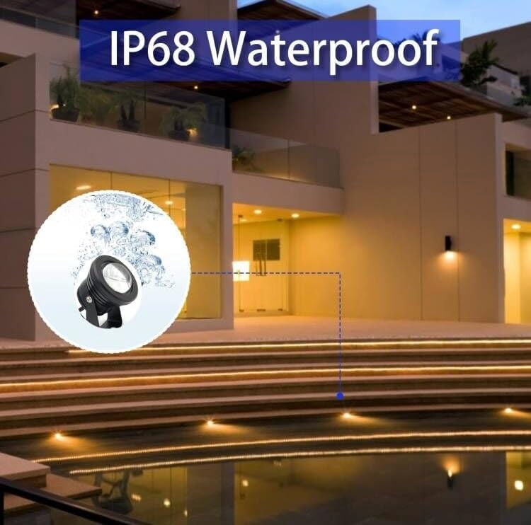 FGERFE-12W Warm White Pond Lights, 10 Ft Cable Underwater SpotLights ...