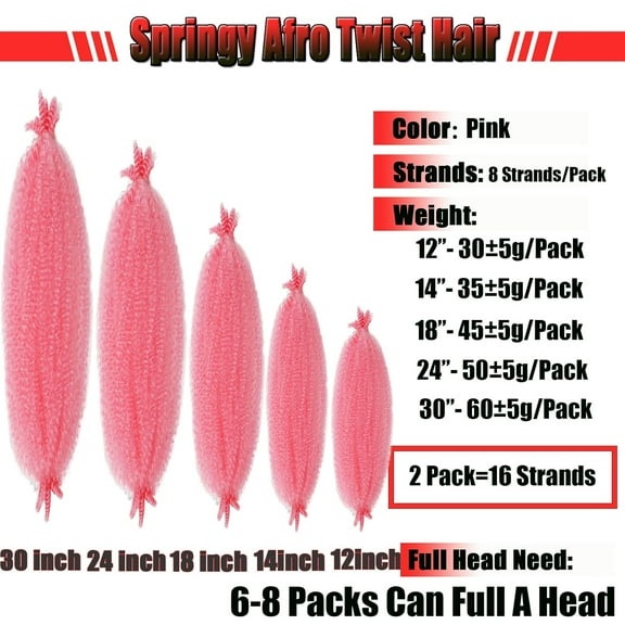 FGERFE-14 Inch Pink Spring Twist Hair 2 Packs Springy Afro Twist Hair Kinky Marley Twist Braiding Hair Wrapping Hair for Soft Locs (Pink Marley Hair)