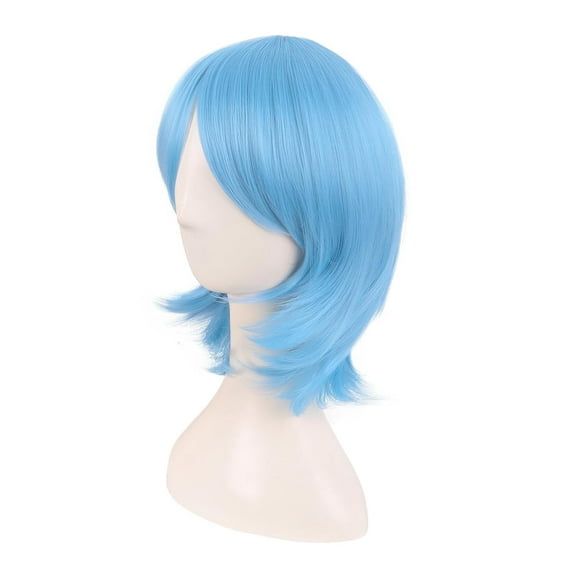 FGERFE-16 Inch/40 cm Short Side Bangs Synthetic Fiber Cosplay Layered Wig (Azure)