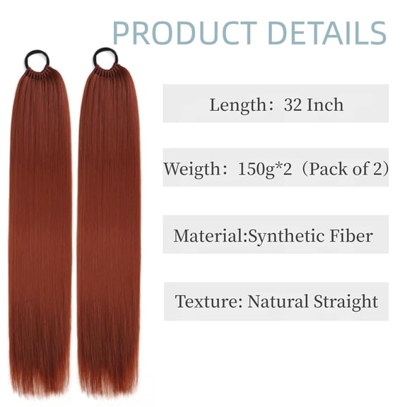 FGERFE-2 Packs black and burgundy Wrap Around Pony Tail Hair for Women Braiding Hair Ponytail Extensions 32 Inch Hairpieces High Temperature Synthetic Hair pieces