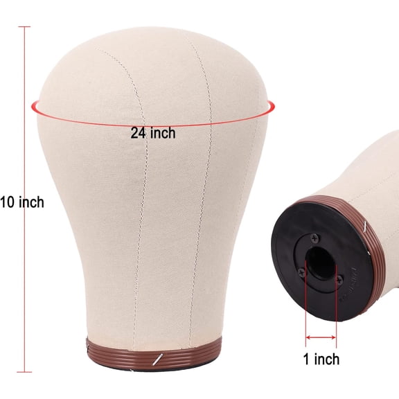 FGERFE-24 Inch Wig Head Cork Canvas Block Head for Making Wigs Mannequin Head With Stand Head Pins (Brown)