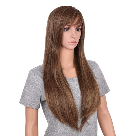 FGERFE-30 Inches Long Straight Synthetic Hair Women Full Head Cosplay Wig with Bangs (RL12/16)