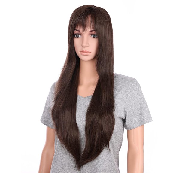 FGERFE-30 Inches Long Straight Synthetic Hair Women Full Head Cosplay Wig with Bangs (RL4/6)