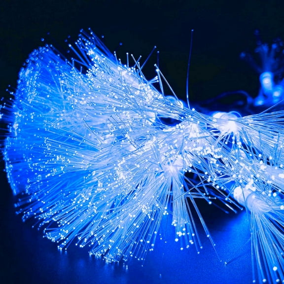 FGERFE-33FT 80LED Fiber Optic Fairy String Lights Starburst Firework Light Battery Powered for Wedding, Christmas Tree, Garden, Patio, Party Decoration (Blue)