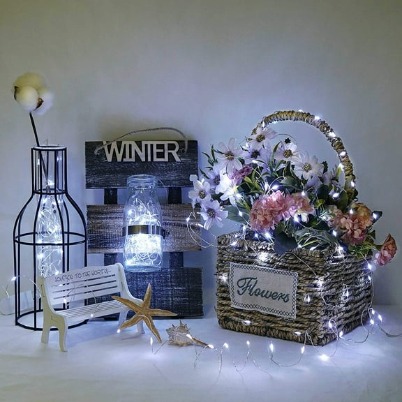 FGERFE-36 Pack Fairy Lights Battery Operated, 20 LED 6.6ft/2m Starry String Lights, Waterproof Mini Silver Wire Firefly Lights for Mason Jar DIY, Wedding Christmas Decor (Cold White)