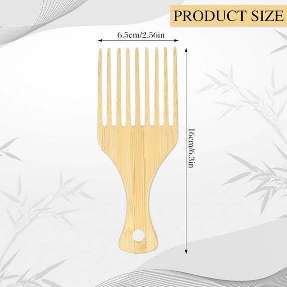 FGERFE-3Pcs Hair Picks for Curly Hair Bamboo Comb Afro Pick Beard Pick Hair Picks for Women Men Afro Hair Wigs Braids Thick Curly Hair Styling Beard Grooming