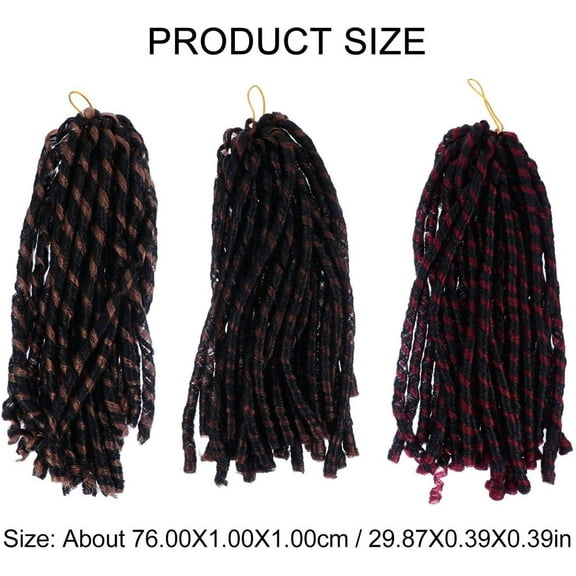 FGERFE-3pcs Long Dreadlock Wig - African American Wig with Twist Hair, Crochet Braids - Synthetic Hair for Women, Men - Mixed Pattern