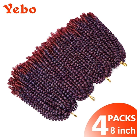 FGERFE-4 pack spring twist crochet braiding hair Ombre Colors Synthetic Hair Extension (Dark Light wine)