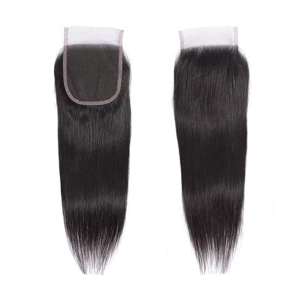 FGERFE-4X4 HD Lace Closure Straight Human Hair Transparent Pre Plucked with Baby Hair Bleached Knots Brazilian Virgin 10 Inch 4x4 Lace Closure