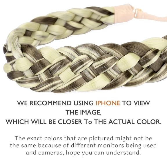 FGERFE-5 Strands Synthetic Hair Braided Headband Classic Chunky Wide Plaited Braids Elastic Stretch Hairpiece Women Girl Beauty accessory, 56g (Light Highlighted)