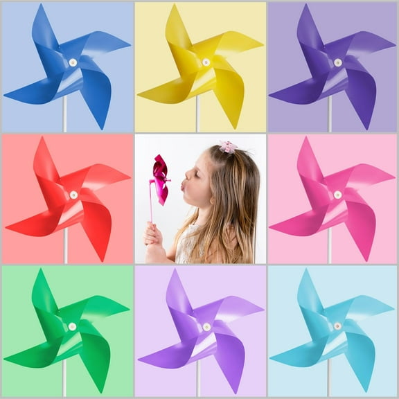 FGERFE-50 Pack Pinwheels for Kids, Fun Carnival Toys and DIY Party Favors, Outdoor Decor Wind Spinners for Yard and Garden, Yellow (50 PCS)