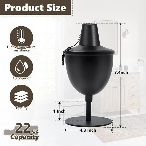 FGERFE-6 Pack Upgraded Tabletop Torches ,14 oz Citronella Torches for Outside, Refillable Outdoor Flame Torch Light, Comes with Wicks,Covers and Funnel , Ideal for Parties, Garden Decor, DIY