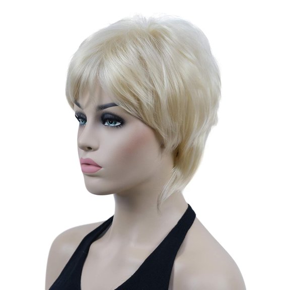 FGERFE-6" Short Straight Layered Hair Full Synthetic Wig (613 Blonde)