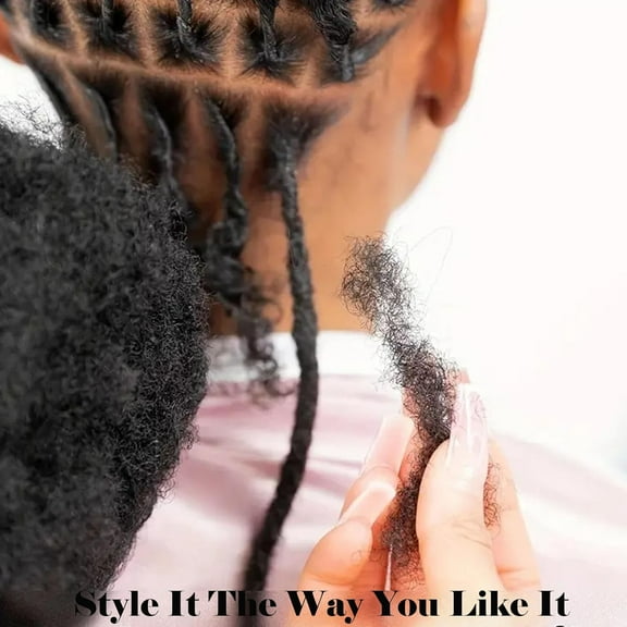 FGERFE-Afro Kinkys Bulk Human Hair for Dreadlock Extensions 12 Inches 30 Gram Natural Black Loc Repair Afro Kinky Braiding Human Hair for Locs (12 Inch 1 Bundles/Package)