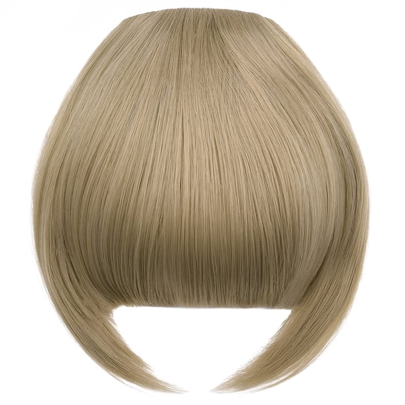 FGERFE-Bangs Hair Clip in Bangs Hair Extensions Synthetic Flat Bang with Temples Front Face Fringe Bangs Hair Pieces for Women Natural Light Ash Blonde