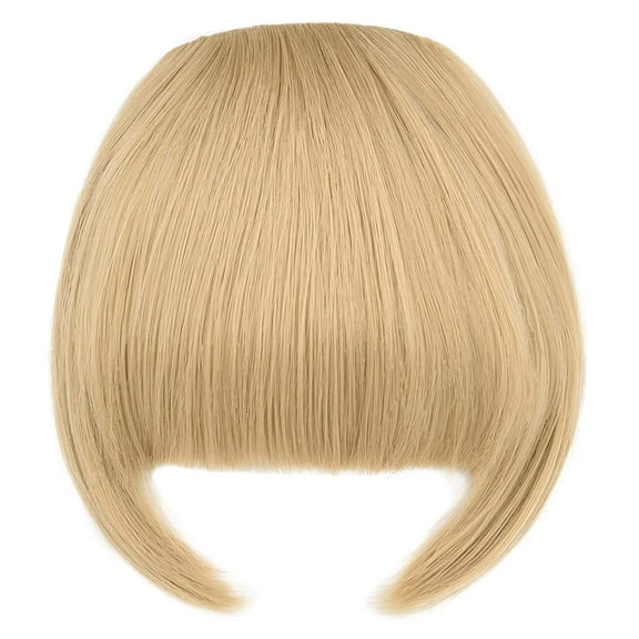 FGERFE-Bangs Hair Clip in Bangs Hair Extensions Synthetic Flat Bang with Temples Front Face Fringe Bangs Hair Pieces for Women Ash Blonde