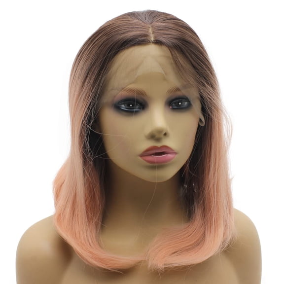 FGERFE-Bob Straight Lace Front Wig Half Hand Tied Frontal Lace Wig Synthetic