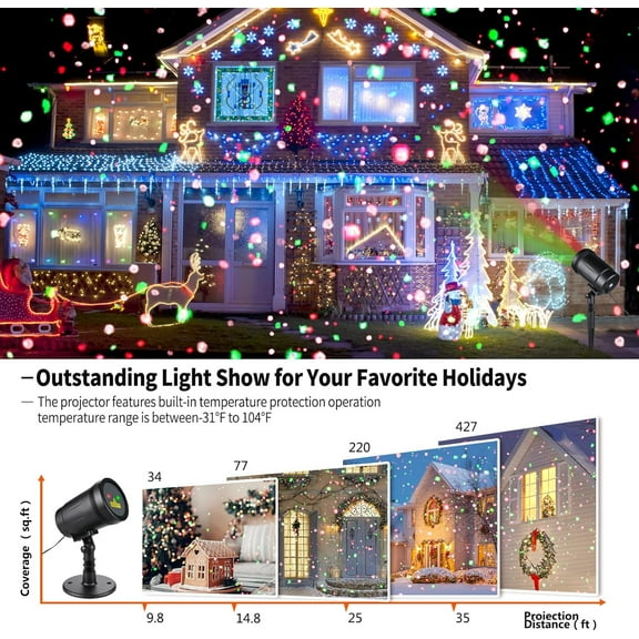 FGERFE-Christmas Laser Projector Lights Outdoor Indoor, 2 Colors with Red and Green Star Show, Christmas Laser Projector Lights Waterproof with Remote Decor for Christmas Holiday Party Garden Patio