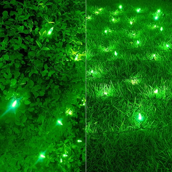 FGERFE-Christmas Net Lights Outdoor 120 LED 5ftx6ft Christmas Decorations, 8 Modes Connectable Waterproof Net Mesh Lights for Xmas Trees, Bushes, Wedding, Garden, Outdoor, Indoor Decor (Green)