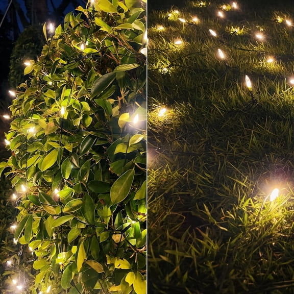 FGERFE-Christmas Net Lights Outdoor 120 LED 6ftx5ft Christmas Decorations, 8 Modes Connectable Waterproof Net Mesh Lights for Xmas Trees, Bushes, Wedding, Garden, Outdoor, Indoor Decor (Warm White)