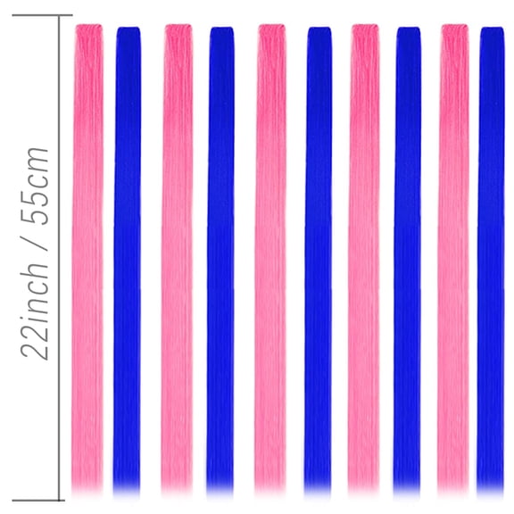 FGERFE-Colored Clip in Hair Extensions 22" 10pcs Straight Fashion Hairpieces for Party Highlights(Blue + Pink)