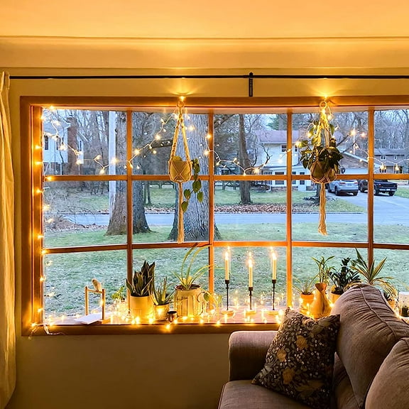 FGERFE-Connectable Warm White String Lights Indoor Bedroom, 8 Modes Christmas String Light Plug in Classroom Lights, 33ft 100 LED Fairy Twinkle Light Outdoor for Classroom Christmas Tree Decor