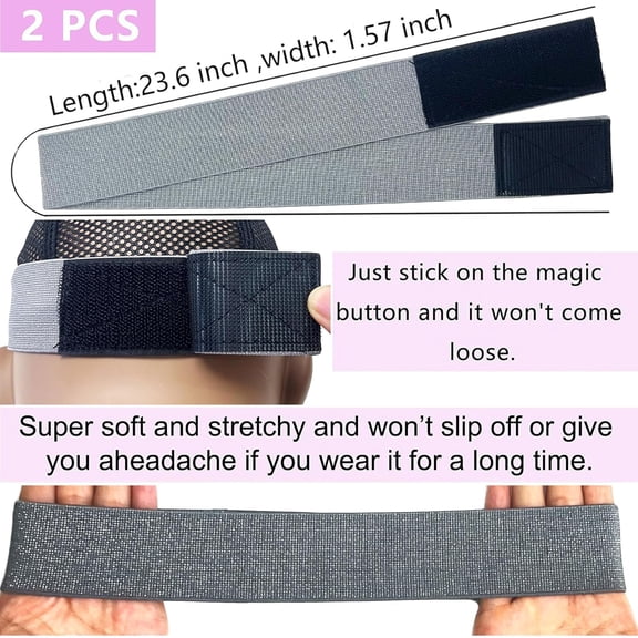 FGERFE-Elastic Bands for Lace Frontal Wigs and Edges - Adjustable Edge Wrap with Magic Buckle, Melting Band to Lay Edges and Keep Wig Grip - 2 Pcs Wig Accessories