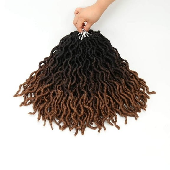 FGERFE-Eliza 14 Inch Wavy Gypsy Locs Ombre Red Soft Locs Crochet Hair 6 Packs Goddess Faux Locs Crochet hair African Roots Synthetic Braiding Hair Extensions for Black Women(14",6Packs, OM3T430)