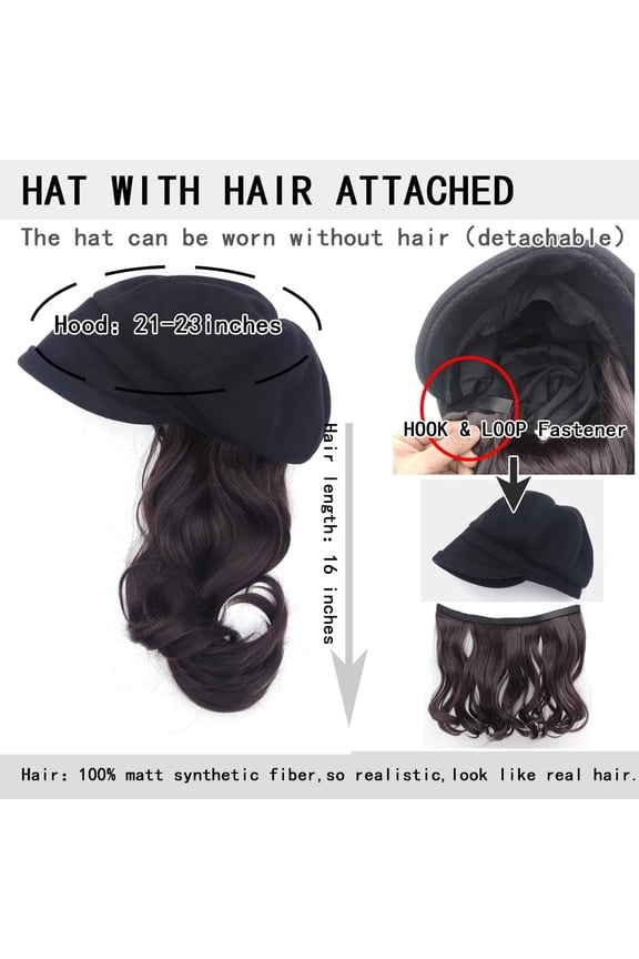 -Fall/Winter Hat for Hats Women, Warm Berets Peaked Newsboy Cap,Can be Attached a Hair to Form a Hat Wig
