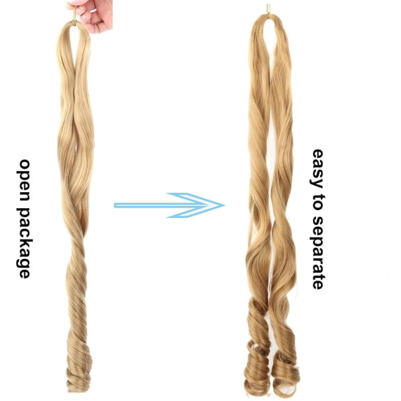 FGERFE-French Curly Braiding Hair 24 Inch Curly Braiding Hair 8 Packs Pre Stretched Bouncy Braiding Hair Pre Stretched French Curly Braiding Hair Loose Wave French Curls Crochet Hair for Black Women