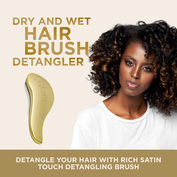 FGERFE-Hair Care Golden Glamour Satin Touch Detangling Brush- Dry and Wet Hair Brush Detangler for All Hair Types - Keeps Hair Smooth, Anti-static, Reduces Frizz for Men, Women and Kids