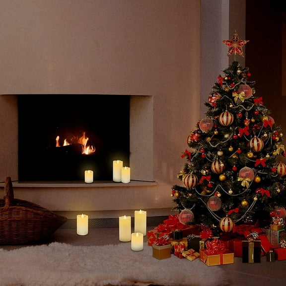 FGERFE-Indoor Flameless LED Candles Battery Operated with Remote Timer and Wax-Like Shell for Home/Wedding/Holiday Decor, Set of 3(D 2.95" x H 4"/5"/6")