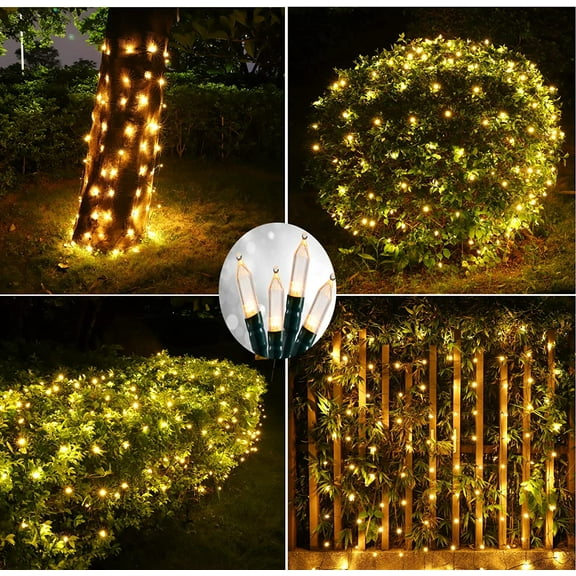 FGERFE-LED Christmas Net Lights for Bushes Outdoor,100 LED 5ftx5ft Waterproof 8 Modes Connectable Mesh Lights for Bushes,Garden,Yard,Trunk,Outdoor Christmas Decorations