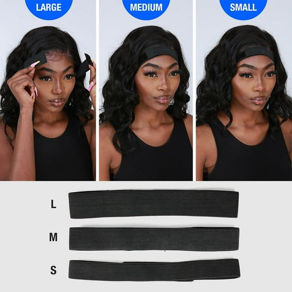 FGERFE-Lace Wig Melting Edge Band 6 Pcs Non-Slip Adjustable Elastic Band for Lace Wigs Baby Hair Custom Fit with Velcro Comfortable Soft Long-Lasting Hold Reusable Washable (6 Pcs)