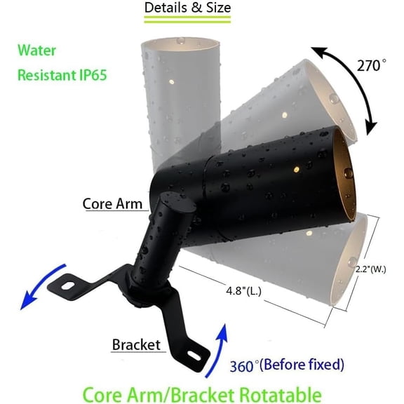 FGERFE-Landscape Lighting Down Lights,Moonlight Low Voltage Outdoor Wall Tree Mounted Lights Replaceable MR16 LED Bulb Included Black Finish with Bulb