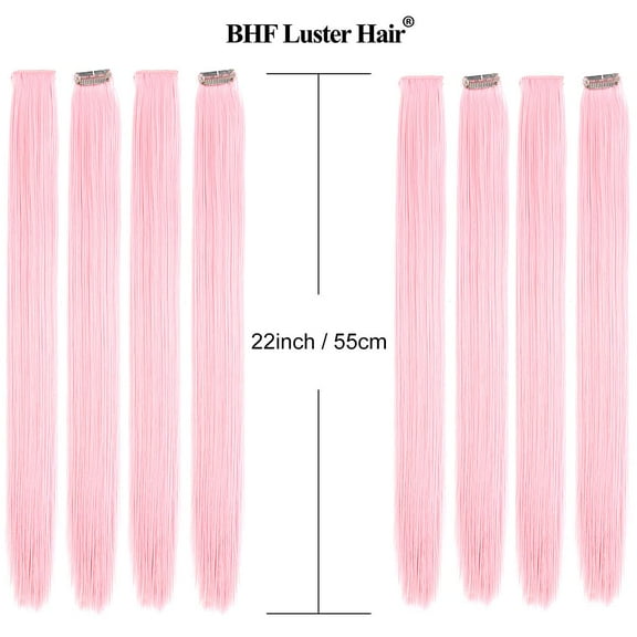 FGERFE-Light pink Hair Extensions Clip ins - 22" 10pcs Straight Colored Hairpieces for Kids Girls Highlights