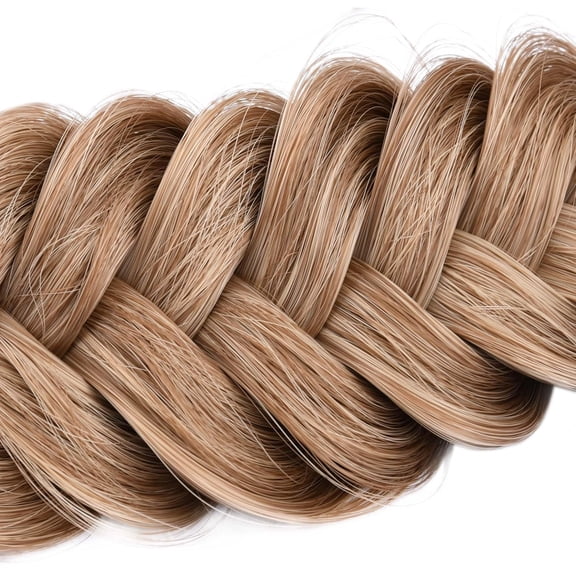 FGERFE-Messy Wide 2 Strands Synthetic Hair Braided Headband Classic Chunky Hair Braid Elastic Stretch Braid Headbands for Women Girl (Dirty Blonde)