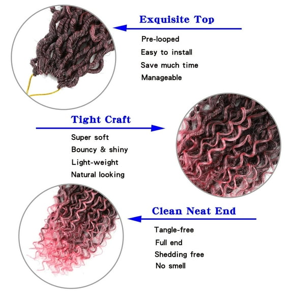 FGERFE-New Goddess Locs Crochet Hair 8 Packs 10Inch Ombre Pink River Faux Locs Crochet Boho Hippie Locs Crochet Braids for Black Women Boho Style Hair Extensions#T1B/Pink 10inch