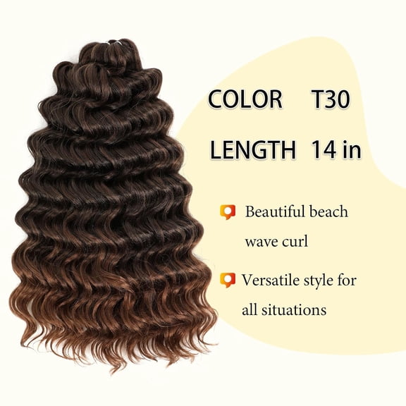 FGERFE-Ocean Wave Crochet Hair 14inch 7Packs Curly Crochet Hair for Black Women Deep Twist Crochet Synthetic Hair Extensions T30
