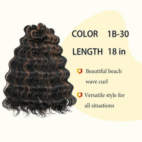 FGERFE-Ocean Wave Crochet Hair 18 Inch Deep Wave Crochet Hair Curly Braiding Hair For Black Women Synthetic 7 Pack 1b/30
