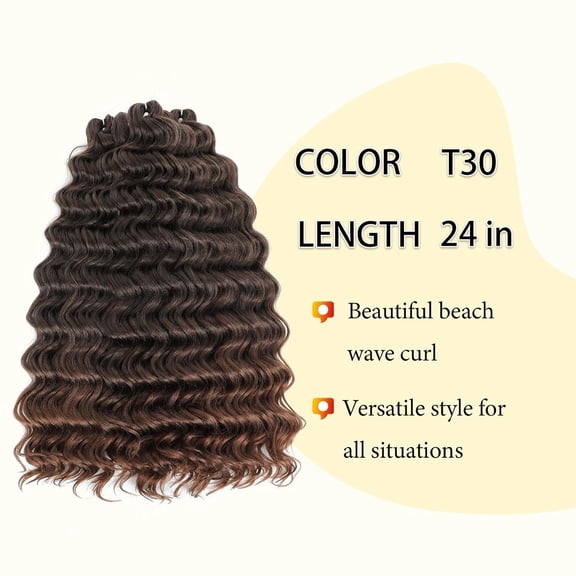FGERFE-Ocean Wave Crochet Hair 24inch 3Packs Beach Curl Crochet Hair Wet And Wavy Curly Braiding Hair for Black Women,Deep Wave Crochet Hair Extensions T30