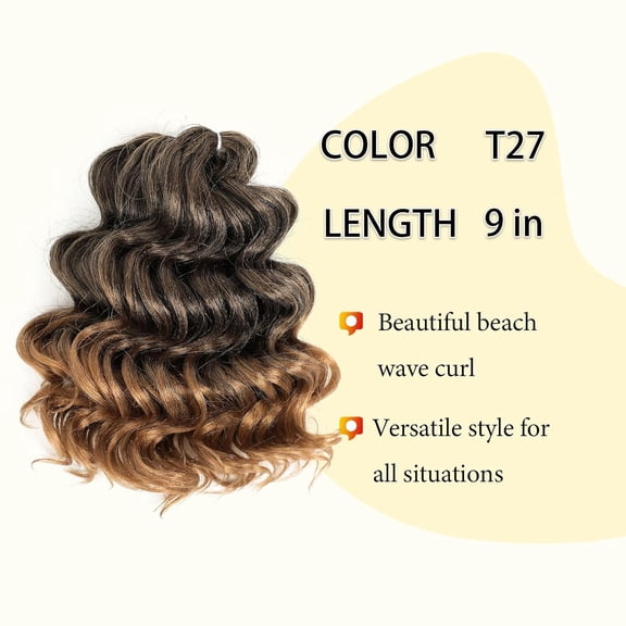 FGERFE-Ocean Wave Crochet Hair 9inch 7Pack Deep Wave Crochet Hair for Black Women Wet And Wavy Beach Curl Crochet Hair Extensions T27