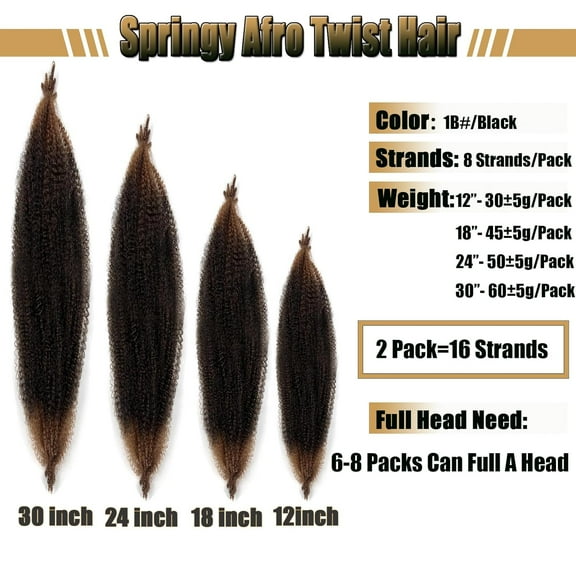 FGERFE-Ombre Afro Springy Twist Hair 12 inch 2 Pack Brown Spring Twist Hair Wrapping Hair for Soft Locs Cuban Twist Hair (1B/30 Ombre Marely Hair for Faux Locs)