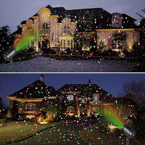 FGERFE-Outdoor Garden Laser Light Projector, Christmas Laser Lights with Red and Green Star Show, Waterproof Holiday Laser Light Landscape Spotlight, Suitable for Outdoor Garden, Home, Decoration, Pa