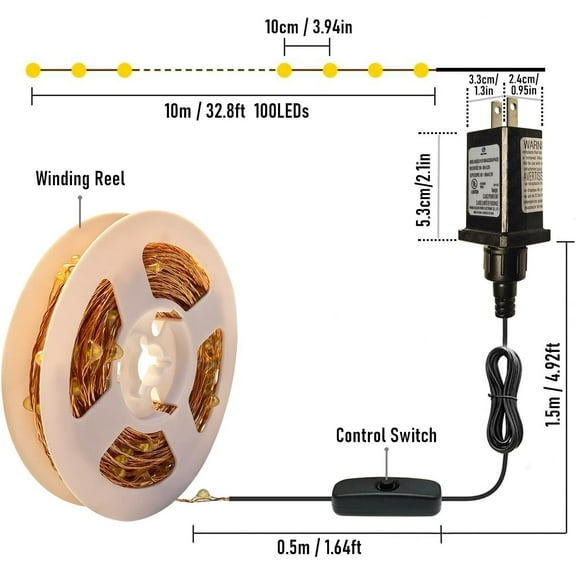 FGERFE-Plug in Fairy String Lights with Switch, Waterproof 33 Ft 100 LED Copper Wire Firefly Lights for Bedroom, Patio, Garden, Balcony, Dorm, Purple