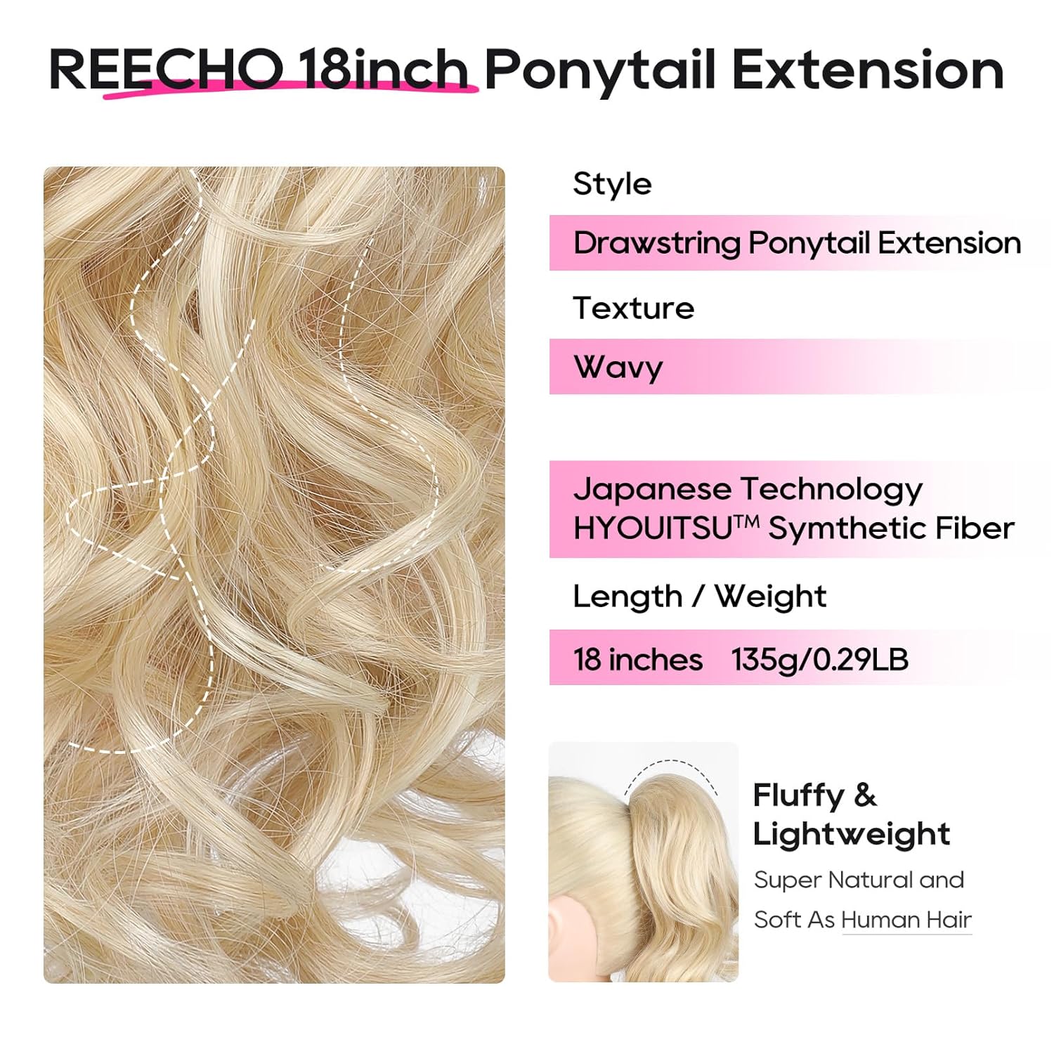 Blonde mix hair pcs ponytail Drawstring Heidi Amazon.com : Wodelanle Ponytail Extension, 20 Inch  main image 4